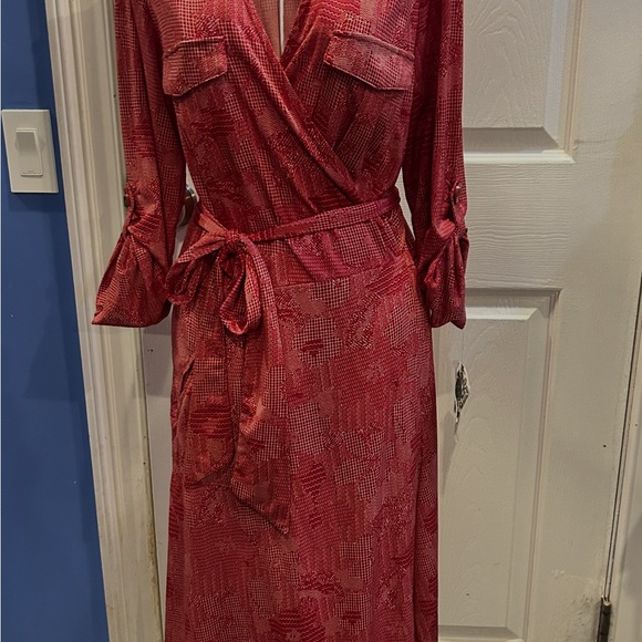 Lapis Red Long Sleeve Wrap Dress XL - Picture 2 of 7